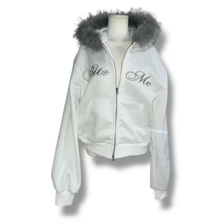 Bite me two-way fleece hooded zip-up