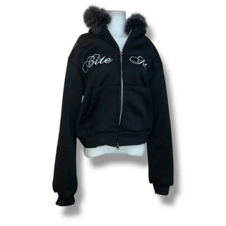 Bite me two-way fleece hooded zip-up