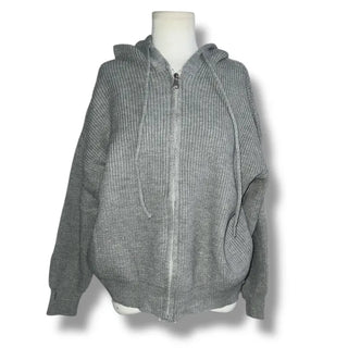 Finger point balaclava knit zip-up