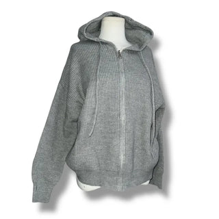 Finger point balaclava knit zip-up