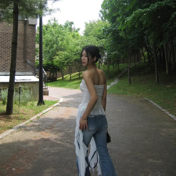 Swan Choker Frill Blouse Ruffle Top