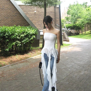 Swan Choker Frill Blouse Ruffle Top