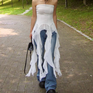 Swan Choker Frill Blouse Ruffle Top