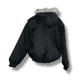 Rose fur hooded padded jacket