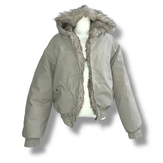 Rose fur hooded padded jacket