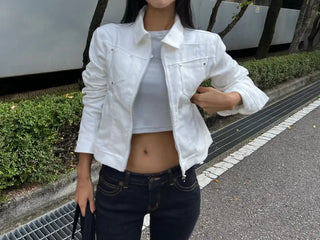 Trimming Button Crop Long Sleeve T-Shirt