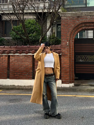 Trimming Button Crop Long Sleeve T-Shirt