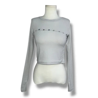 Trimming Button Crop Long Sleeve T-Shirt