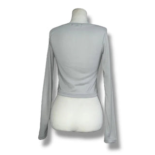 Trimming Button Crop Long Sleeve T-Shirt