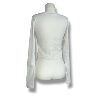 Trimming Button Crop Long Sleeve T-Shirt