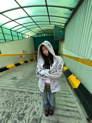 Roche Waffle Chrome Hooded Zip-Up