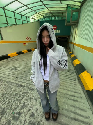 Roche Waffle Chrome Hooded Zip-Up