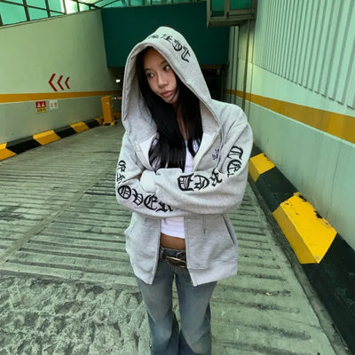 Roche Waffle Chrome Hooded Zip-Up