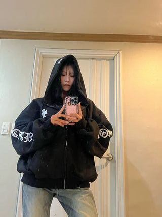 Roche Waffle Chrome Hooded Zip-Up