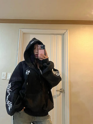 Roche Waffle Chrome Hooded Zip-Up