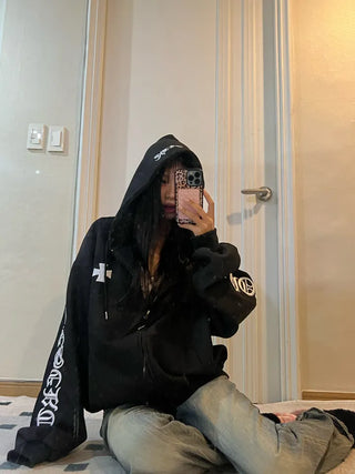 Roche Waffle Chrome Hooded Zip-Up
