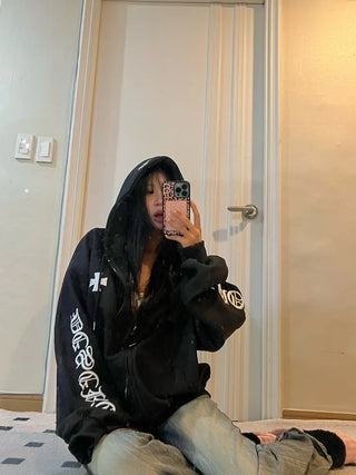 Roche Waffle Chrome Hooded Zip-Up