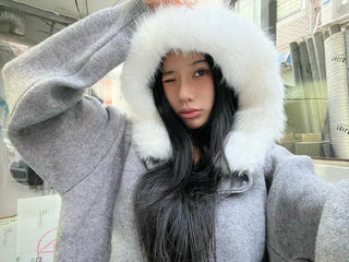 Fuzzy Knit Fur Hoodie