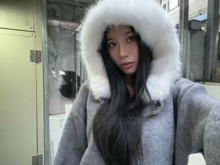 Fuzzy Knit Fur Hoodie