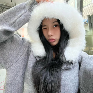 Fuzzy Knit Fur Hoodie