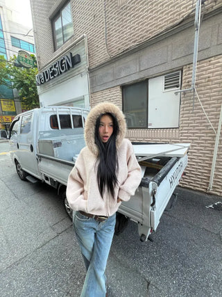 Fuzzy Knit Fur Hoodie