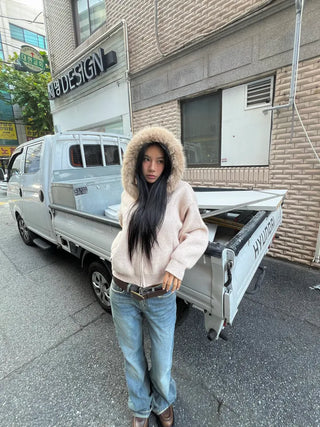 Fuzzy Knit Fur Hoodie