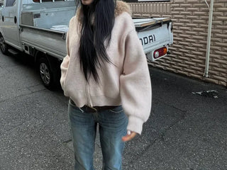 Fuzzy Knit Fur Hoodie
