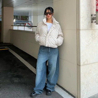 Dot snow short puffer