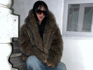 Two-tone big hooded fur