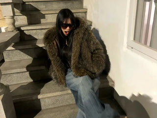 Two-tone big hooded fur
