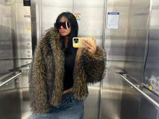 Two-tone big hooded fur