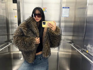 Two-tone big hooded fur