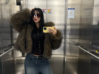 Two-tone big hooded fur