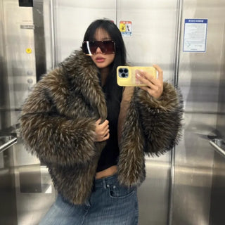 Two-tone big hooded fur