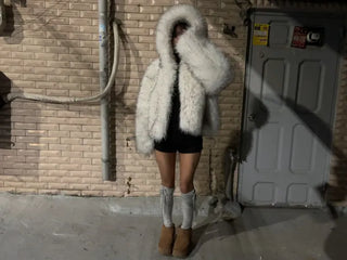 Two-tone big hooded fur