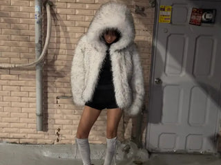 Two-tone big hooded fur