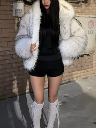 Two-tone big hooded fur