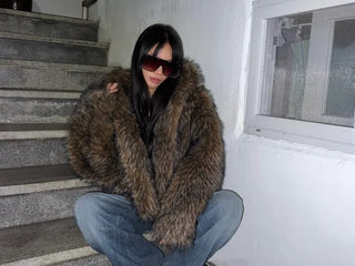 Two-tone big hooded fur