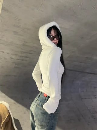 Fur trimming mink fleece hoodie