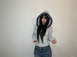Fur trimming mink fleece hoodie