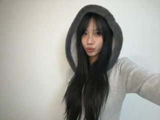 Fur trimming mink fleece hoodie