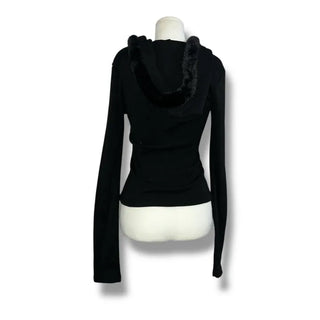 Fur trimming mink fleece hoodie