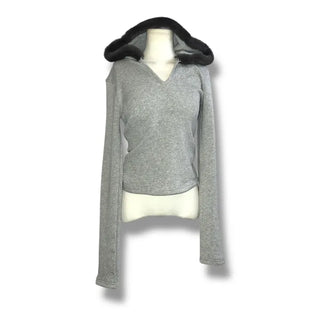 Fur trimming mink fleece hoodie