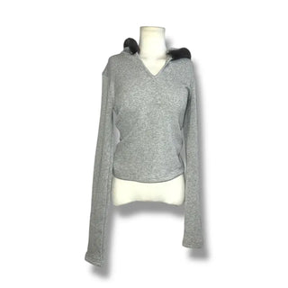 Fur trimming mink fleece hoodie