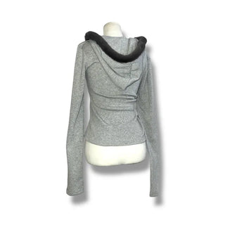 Fur trimming mink fleece hoodie