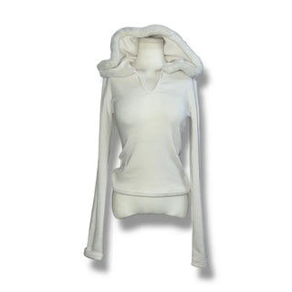 Fur trimming mink fleece hoodie