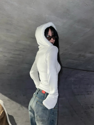 Fur trimming mink fleece hoodie