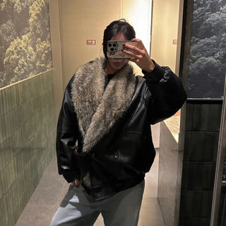 Snowpeak shearling leather fur jacket