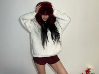 Fluffy knit angora shorts