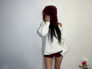Fluffy knit angora shorts